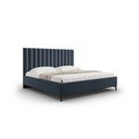 Tmavě modrá čalouněná dvoulůžková postel s úložným prostorem s roštem 180x200 cm Casey – Mazzini Beds