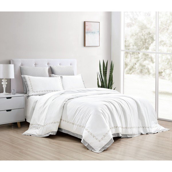 Bílé povlečení na dvoulůžko/prodloužené z bavlněného saténu s prostěradlem/6dílné 240x220 cm Diana – Mila Home Luxury
