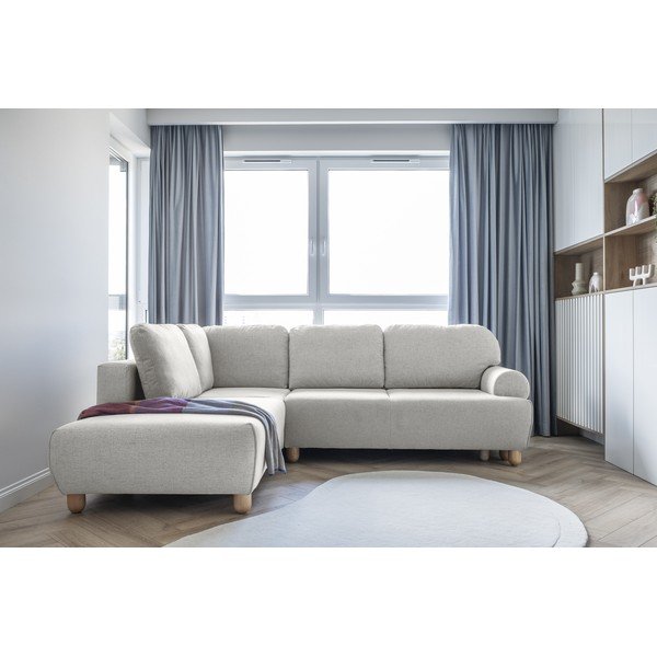 Krémová rozkládací rohová pohovka (levý roh) Bouncy Olli – Miuform-image-3