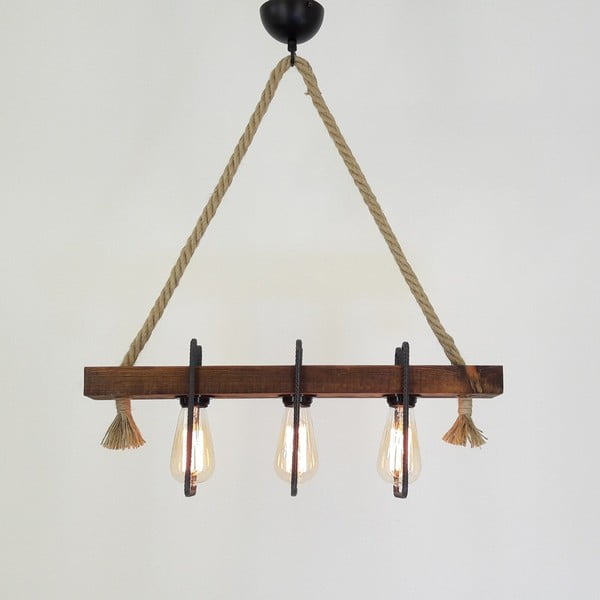 Dřevěné stropní závěsné svítidlo Demir, 3 žárovky-image-3