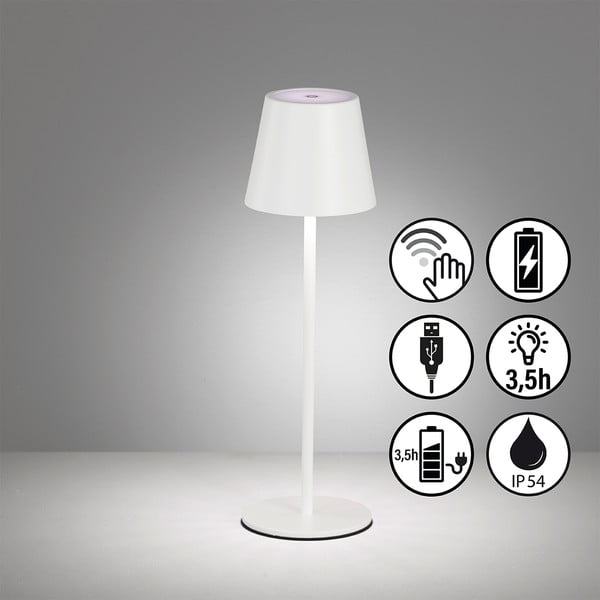 Bílá LED stolní lampa s kovovým stínidlem (výška 36,5 cm) Viletto – Fischer & Honsel-image-3