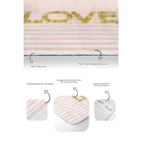 Růžové sametové koupelnové předložky v sadě 2 ks 60x100 cm Love – Mila Home-image-3