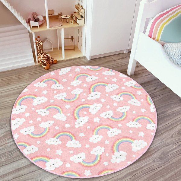 Růžový dětský koberec ø 120 cm Comfort – Mila Home-image-3