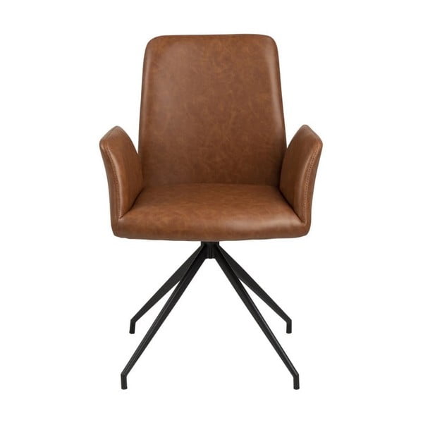 Koňakově hnědé čalouněné jídelní křeslo s područkami Naya – Actona-image-2