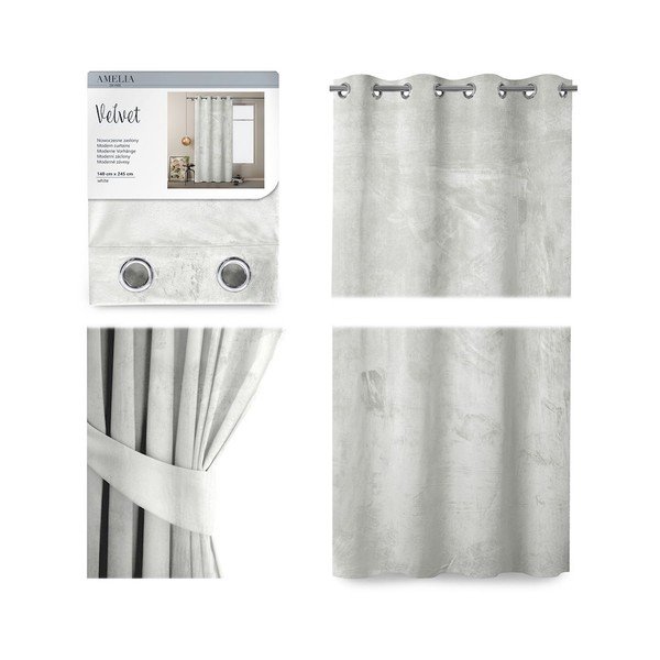 Bílý závěs se sametovým povrchem AmeliaHome Velvet, 140 x 245 cm-image-2