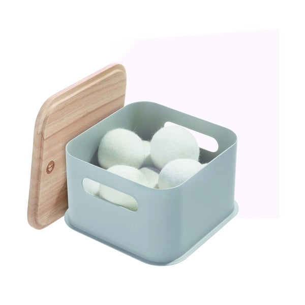 Šedý úložný box s víkem ze dřeva paulownia iDesign Eco Handled, 21,3 x 21,3 cm-image-2