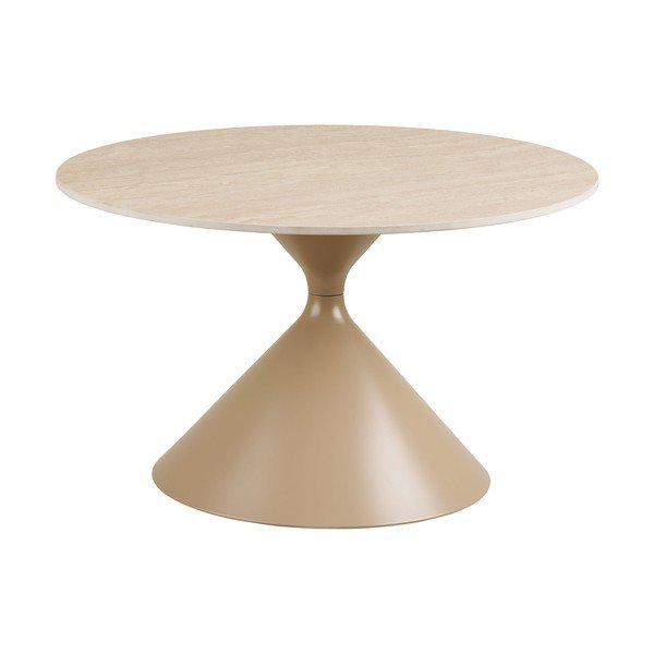 Béžový kulatý konferenční stolek s keramickou deskou ø 70 cm Annecy – House Nordic-image-2