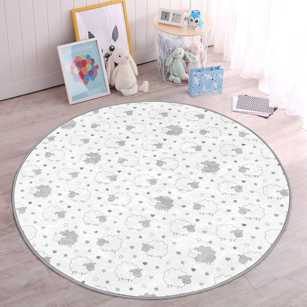 Dětský koberec ve světle šedo-bílé barvě ø 80 cm Comfort – Mila Home-image-2