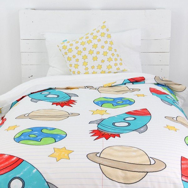 Dětské bavlněné povlečení na peřinu a polštář Mr. Fox Space Rocket, 140 x 200 cm-image-1