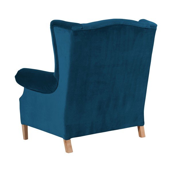 Petrolejově modré sametové křeslo ušák Max Winzer Harvey Velvet-image-4