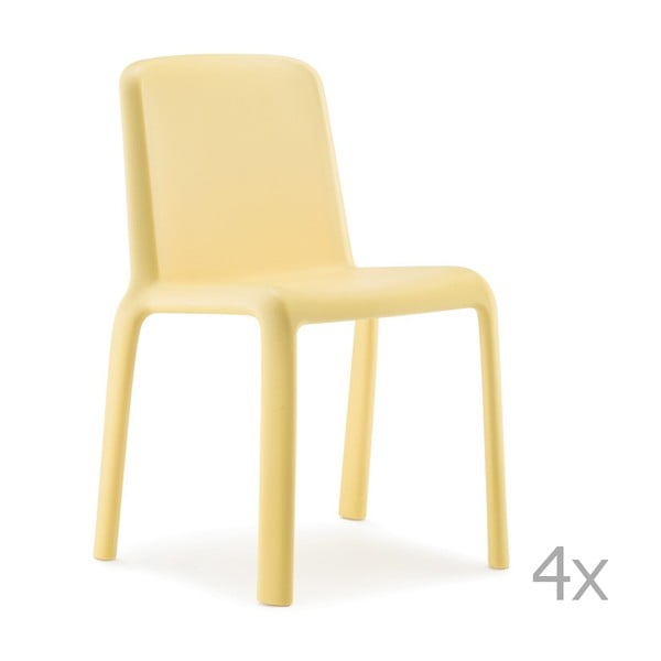 Sada 4 žlutých dětských židlí Pedrali Snow Junior