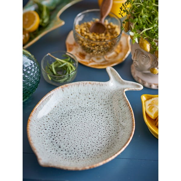 Modrý/béžový servírovací talíř z kameniny Fleur – Bloomingville-image-4