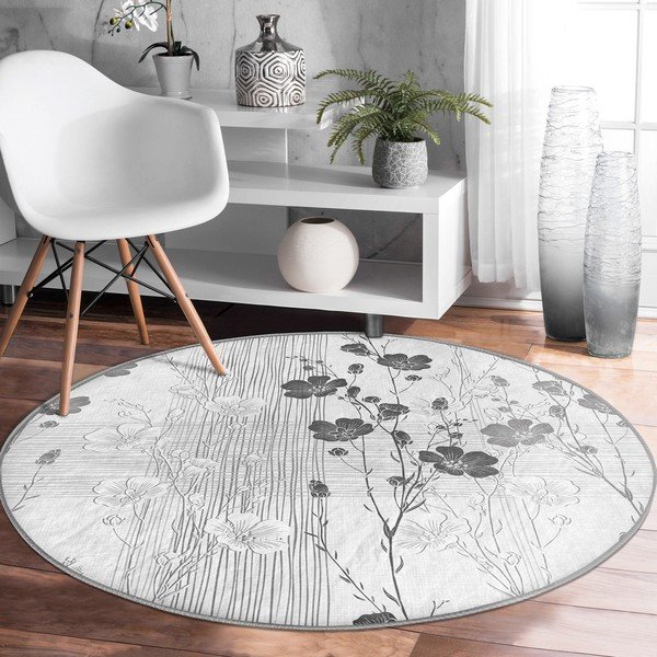 Šedý pratelný kulatý koberec vhodný pro robotické vysavače ø 80 cm Comfort – Mila Home-image-3