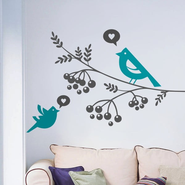 Samolepka na stěnu Ptáci a bobule, 70x50 cm