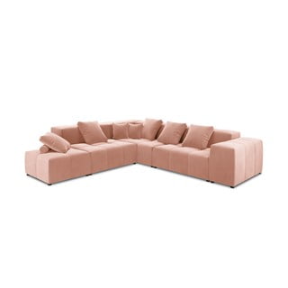 Růžová sametová rohová pohovka (variabilní) Rome Velvet - Cosmopolitan Design