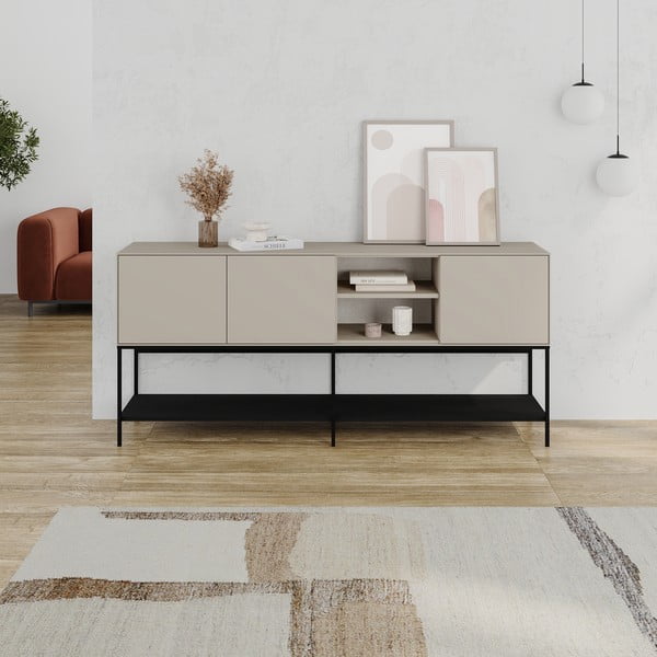 Černo-krémová komoda 180x80x40 cm Amira – Marckeric-image-1