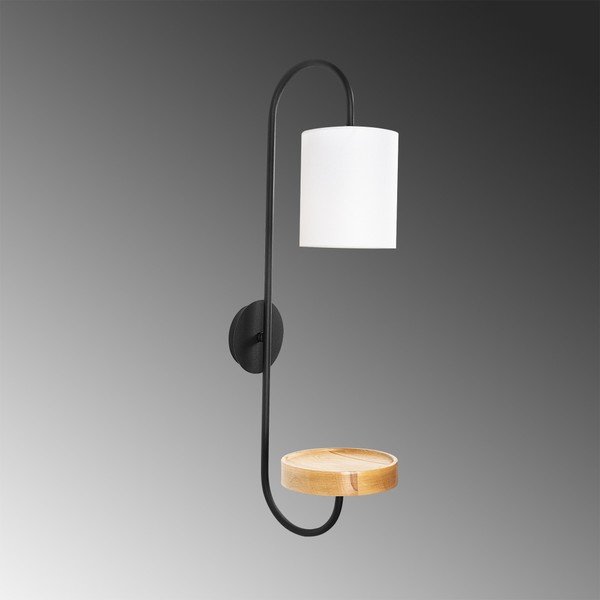 Černé kovové nástěnné svítidlo s bílým stínidlem Opviq lights Marylena-image-1