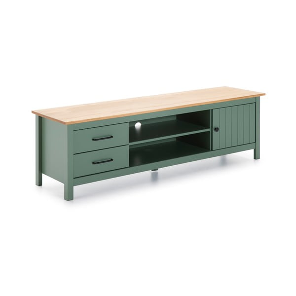 TV stolek z borovicového dřeva v zeleno-přírodní barvě 158x47 cm Miranda – Marckeric-image-2