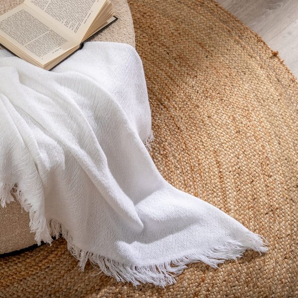 Bílý přehoz z recyklované bavlny 260x280 cm Spike – Ixia-image-1