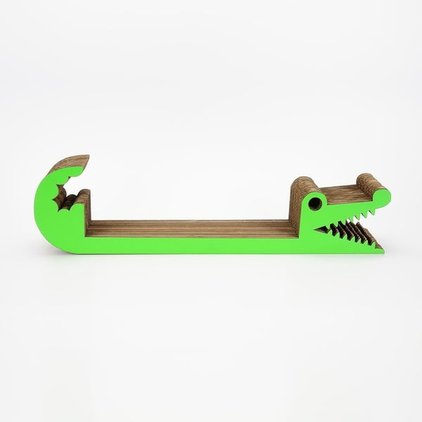 Zelená kartonová police ve tvaru krokodýla Dekorjinal Pouff Croco, 68 x 17 cm