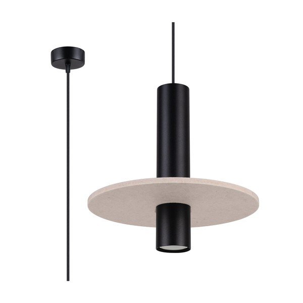 Černé/béžové kovové závěsné svítidlo ø 30 cm Olisa – Sollux-image-4