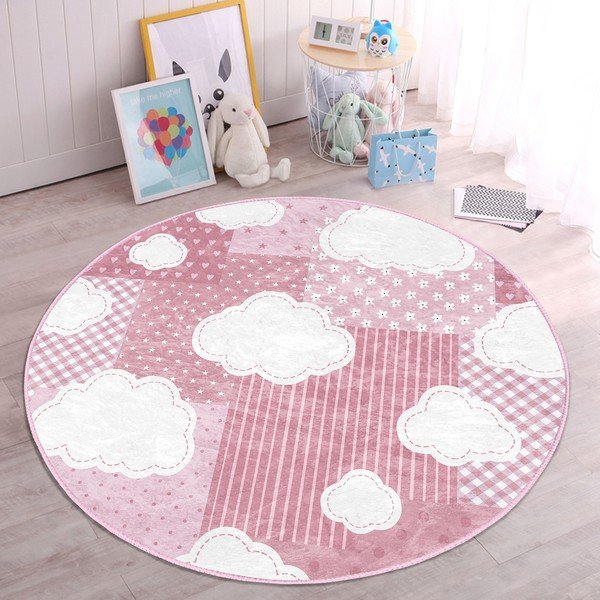 Růžový dětský koberec ø 100 cm Comfort – Mila Home-image-4