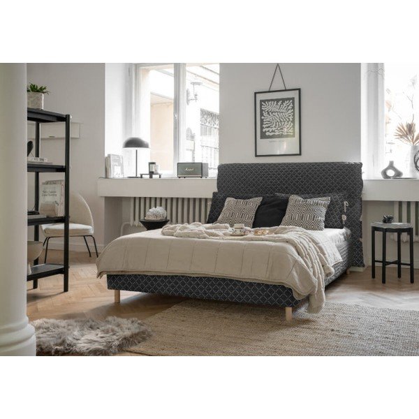 Šedá čalouněná dvoulůžková postel s roštem 140x200 cm Sleepy Luna – Miuform-image-2