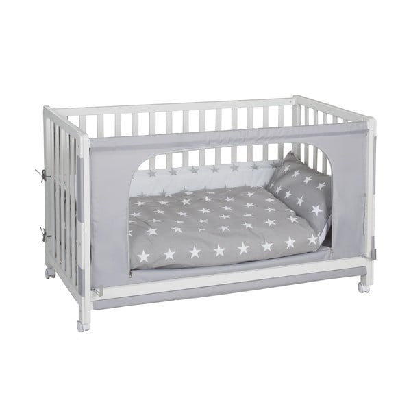 Bílá postýlka na kolečkách s nebesy 60x120 cm Little stars – Roba-image-1