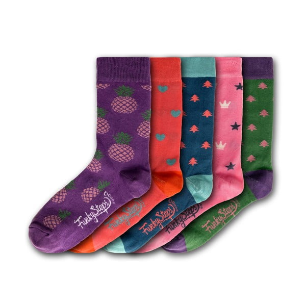 Sada 5 párů dámských barevných ponožek Funky steps, velikost 35 - 39