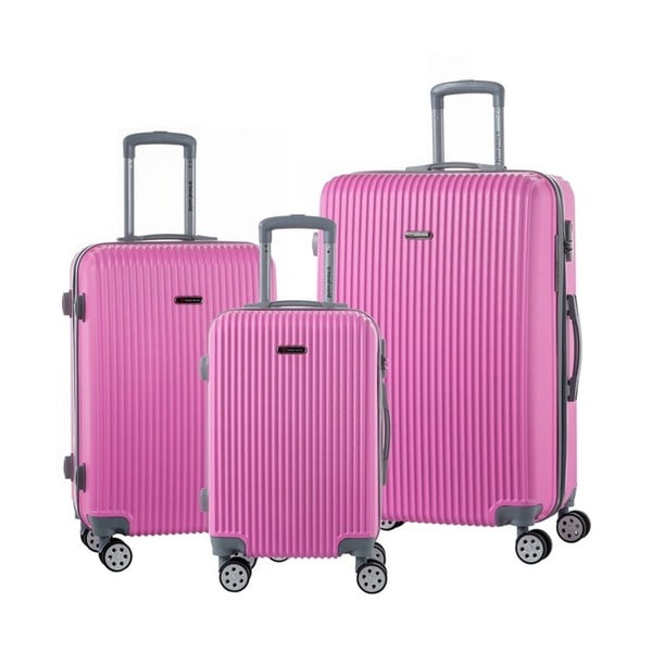 Sada 3 světle růžových cestovních kufrů na kolečkách Travel World Emilia