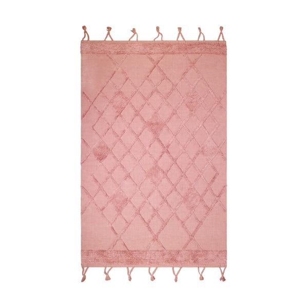 Růžový bavlněný ručně vyrobený koberec Nattiot Liege, 110 x 170 cm