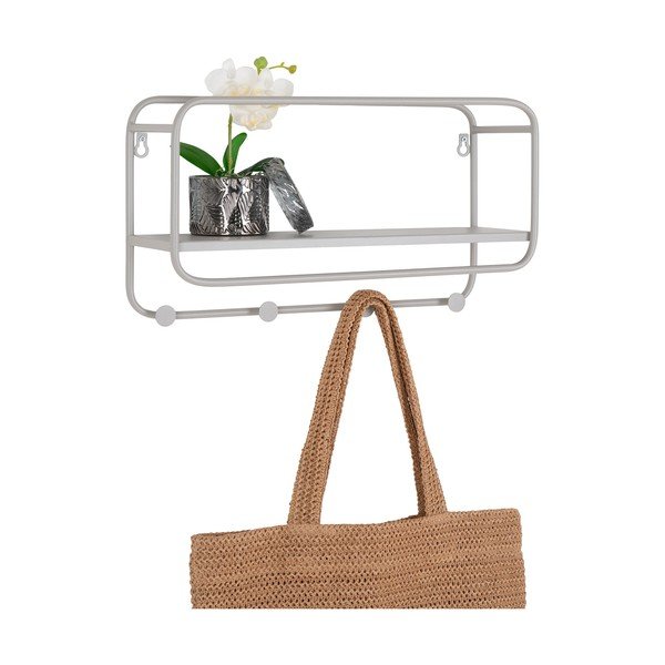 Světle šedý kovový nástěnný věšák s poličkou Feira – House Nordic-image-3