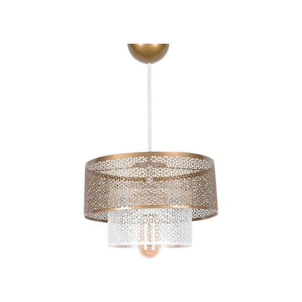 Závěsné svítidlo v bílo-zlaté barvě s kovovým stínidlem ø 26,5 cm – Opviq lights