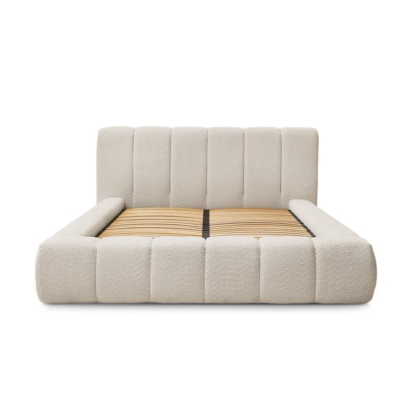 Béžová čalouněná dvoulůžková postel s úložným prostorem s roštem 140x190 cm Denali – Bobochic Paris-image-3