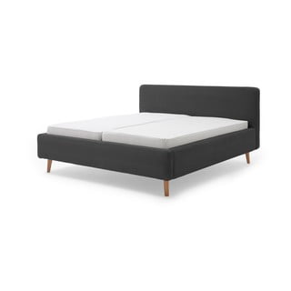 Tmavě šedá čalouněná dvoulůžková postel s úložným prostorem s roštem 140x200 cm Mattis Cord – Meise Möbel