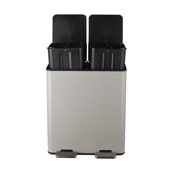 Taupe ocelový odpadkový koš 2x20 l na tříděný odpad/nášlapný   Aliya – Spirella-image-2