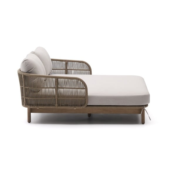Krémové/v přírodní barvě dvoumístné dřevěné zahradní lehátko Catalina – Kave Home-image-3