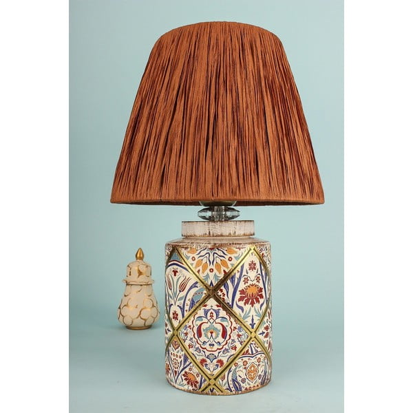 Stolní lampa v terakotové barvě se stínidlem z papírového výpletu (výška 40 cm) Alev – Opviq lights-image-1