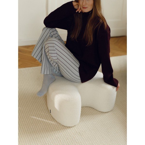 Béžový taburet z textilie bouclé Ü – noo.ma-image-2