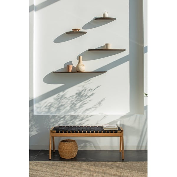 Hnědá police z dubového dřeva 100 cm Mu – Gazzda-image-4