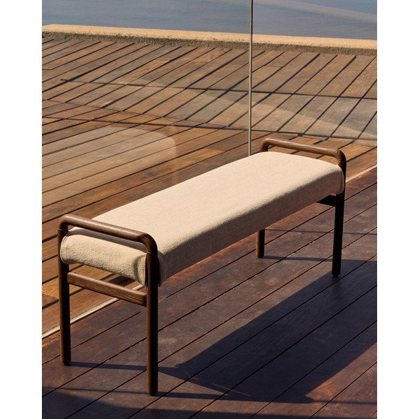 Krémová/v přírodní barvě žinylková lavice Macaret – Kave Home-image-1