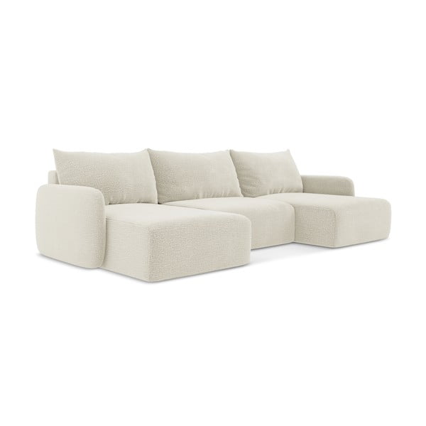 Krémová rozkládací/s úložným prostorem rohová pohovka Kalena – Makamii-image-1