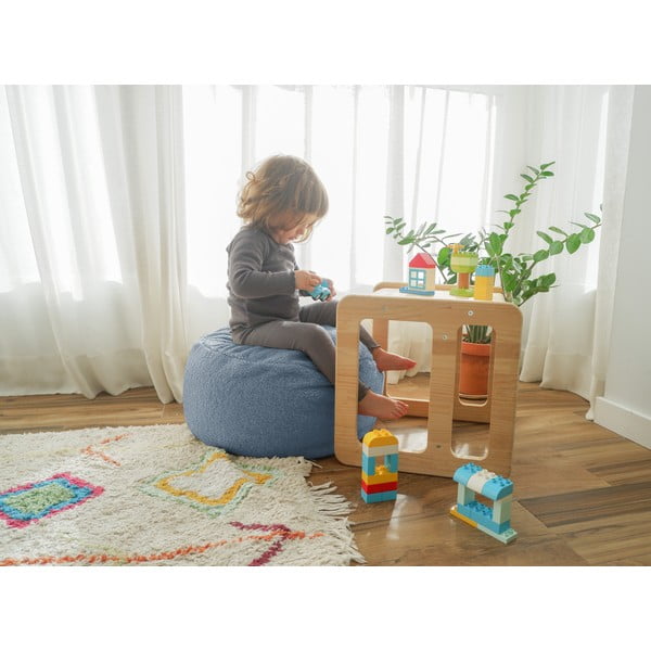 Šedý dětský puf z textilie bouclé Blue – Really Nice Things-image-1