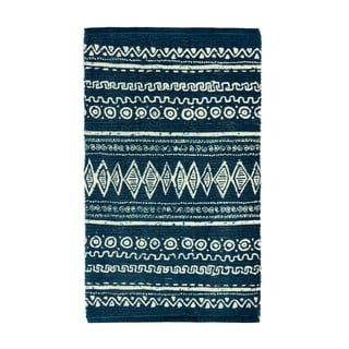 Modro-bílý bavlněný koberec Webtappeti Ethnic, 55 x 140 cm