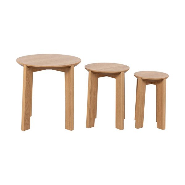 Kulaté odkládací stolky v sadě 3 ks v dekoru dubu ø 50 cm Maxime - Actona-image-4