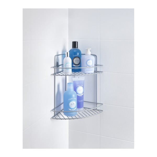 Nástěnná rohová koupelnová polička se dvěmi patry Metaltex Refl-image-1