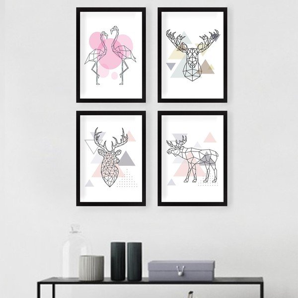 Obrazy v sadě 4 ks 24x29 cm Geometric Animals – Wallity-image-1