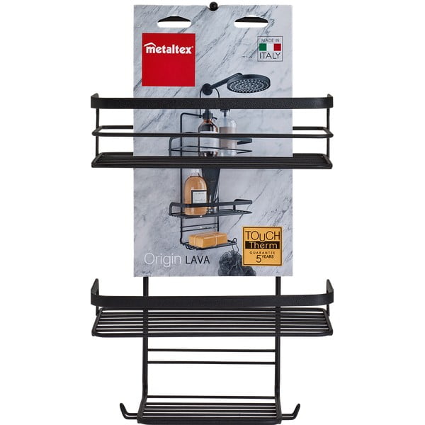 Černá závěsná koupelnová police Metaltex Origin Lava-image-2