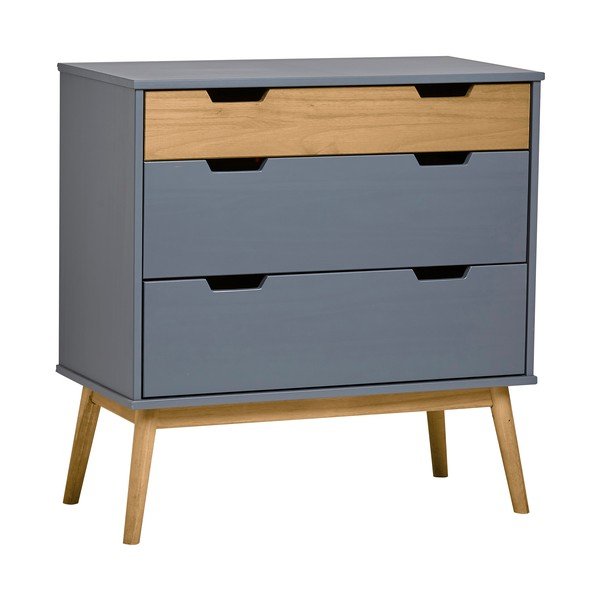 Šedá komoda z masivního borovicového dřeva Marckeric Baku, výška 82 cm-image-2