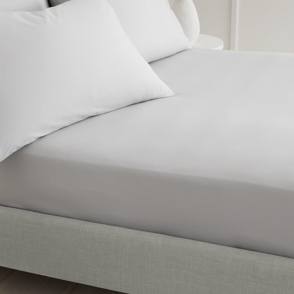 Šedé napínací prostěradlo z bavlněného perkálu 90x190 cm Cotton Percale – Bianca-image-1